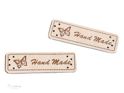 Hand Made feliratú műbőr címke