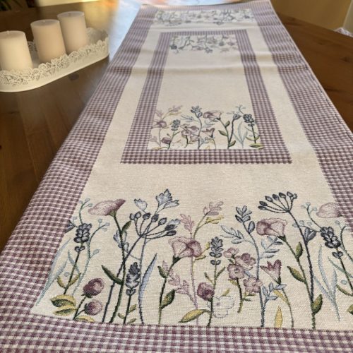 Asztali futó - TAVASZI lila virágos (47*140 cm)