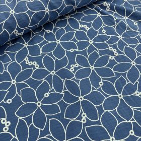 Virágmintás Farmerkék american crepe