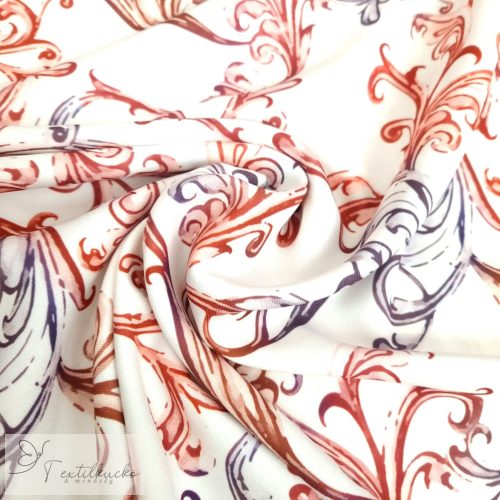 Vöröses Barokk mintás Light Barbie anyag (Latina) 