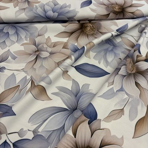 Kék-Barna nagy virágos Barbie anyag