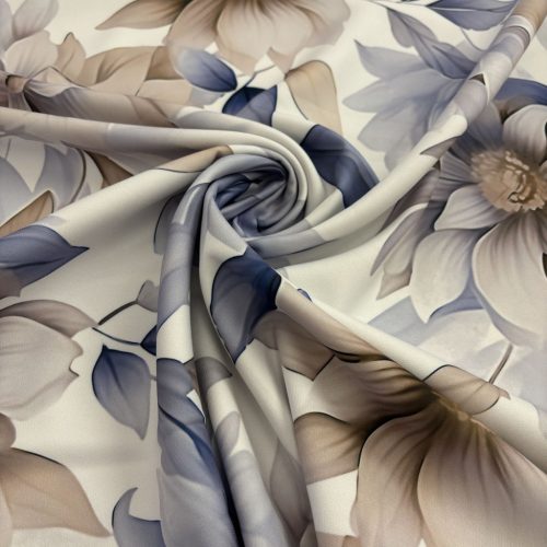 Kék-Barna nagy virágos Barbie anyag