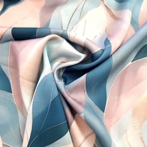 Armani szatén - Türkiz-mályva leveles