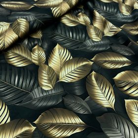 Armani szatén - Arany-zöld leveles