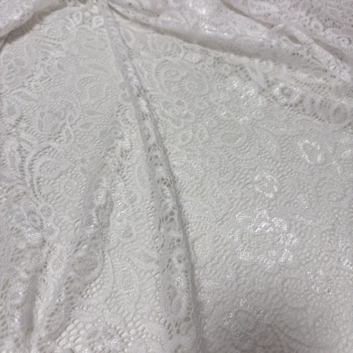 Bordűrös elasztikus csipke - Fehér