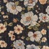 Virágos Jacquard - bútorszövet - farmerkék alapon