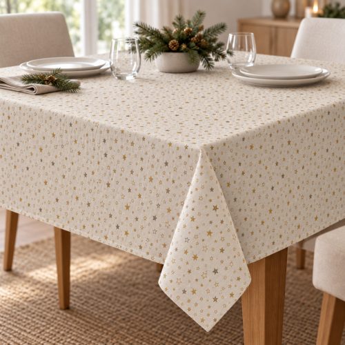 Arany-Ezüst lurex Csillagos karácsonyi PRÉMIUM dekortextil