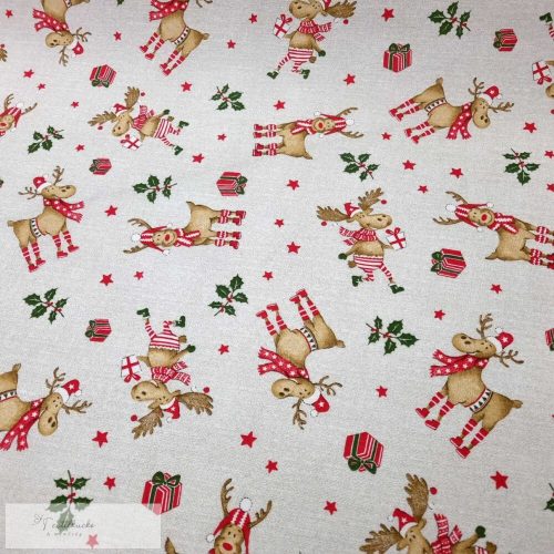 Mikulás sapkás rénszarvas - karácsonyi dekorvászon