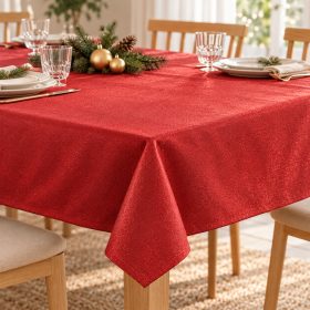 Piros lurexes terítőanyag - dekortextil (280 cm)