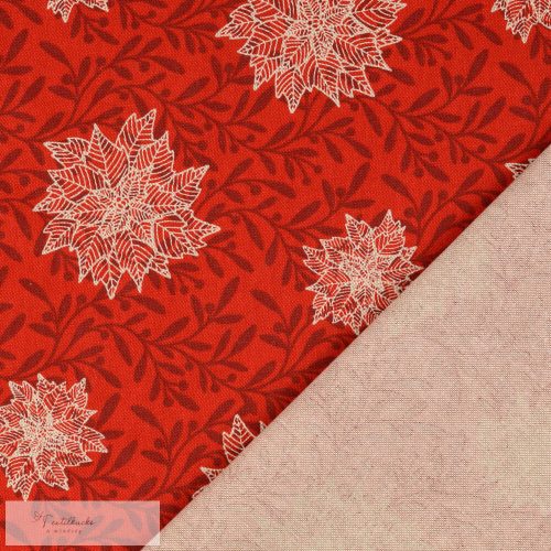 Mikulásvirágos prémium dekortextil - piros