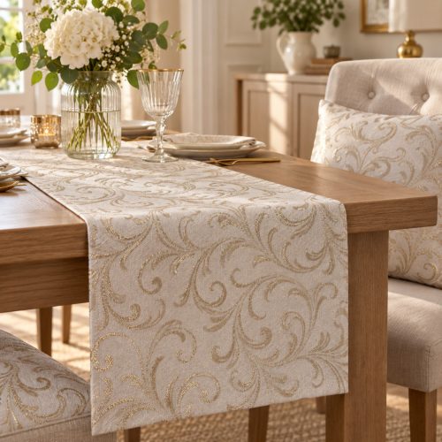 Barokk mintás jacquard dekortextil – Arany lurexszel