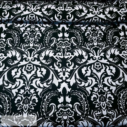 Fekete-fehér barokk mintás dekorvászon