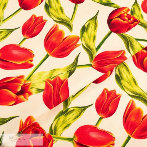 Tulipános PRÉMIUM pamut dekor - DIGITÁLIS