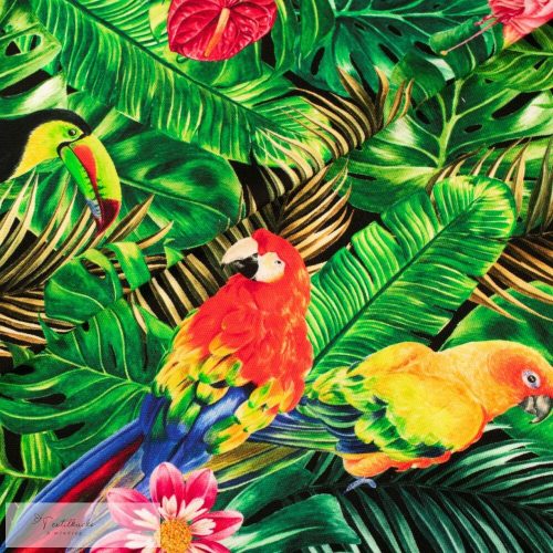 Papagájos PRÉMIUM pamut dekor - DIGITÁLIS
