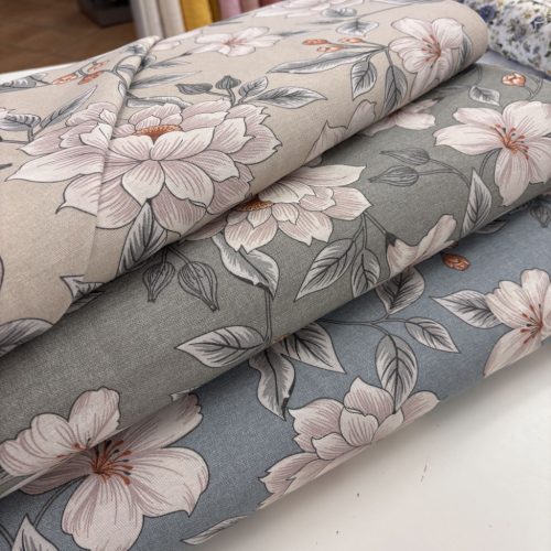 Trombitavirágos lonetta dekorvászon - Kék alapon