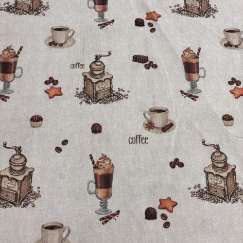 Kávés vastag dekortextil - Digitális