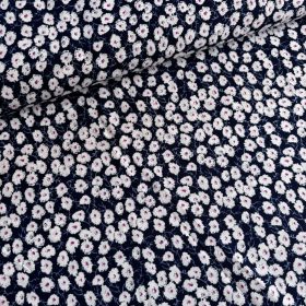 Fehér sűrű virágos flokon sötétkék alapon