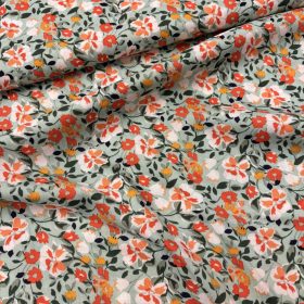 Narancsos virágos flokon világoszöld alapon