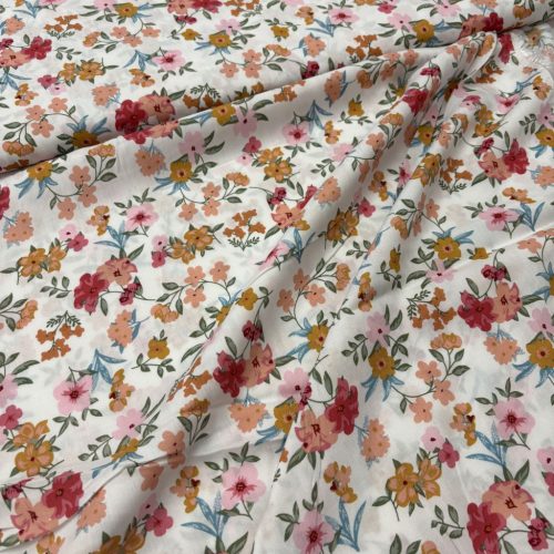 Mustár színű virágos flokon anyag