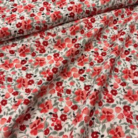 Piros virágos flokon anyag
