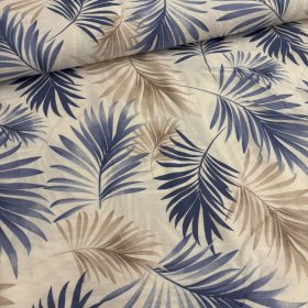 Kék-Barna pálmaleveles lenhatású ruhaanyag