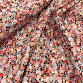 Piros virágos flokon anyag