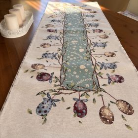 Asztali futó - Menta HÚSVÉTI Tojásos (47*140 cm)