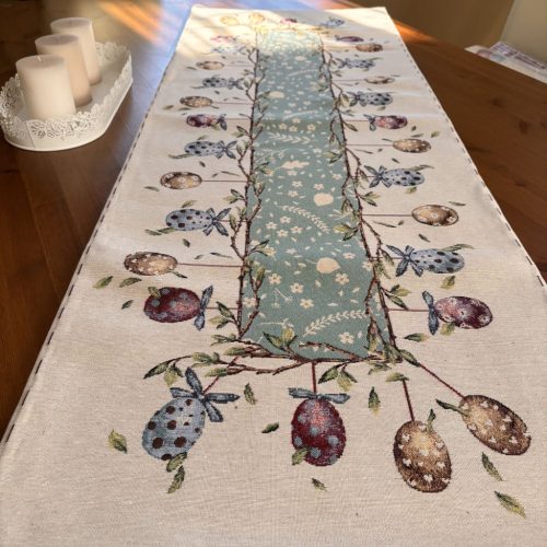 Asztali futó - Menta HÚSVÉTI Tojásos (47*140 cm)
