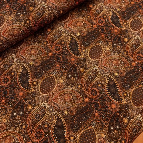 Paisley mintás vízlepergető gyöngyvászon - Bronz