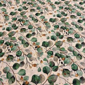 Zöld levél mintás vízlepergető gyöngyvászon/oxford