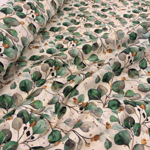 Zöld levél mintás vízlepergető gyöngyvászon/oxford