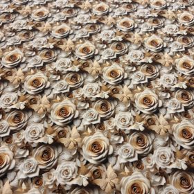 Barna antik rózsás vízlepergető gyöngyvászon/oxford