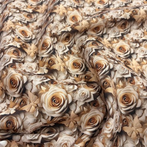 Barna antik rózsás vízlepergető gyöngyvászon/oxford