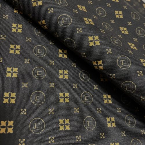 Fekete-arany designer mintás vízlepergető gyöngyvászon/oxford