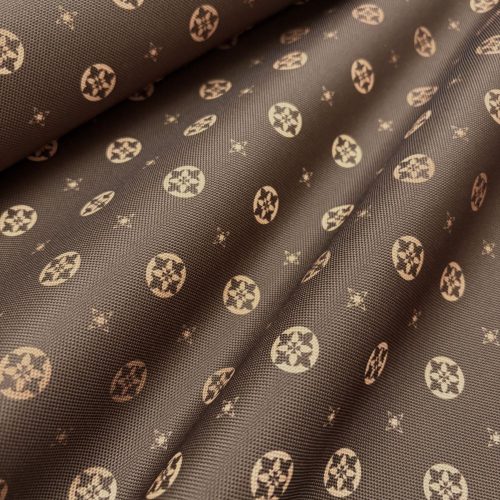 Barna-arany designer mintás vízlepergető gyöngyvászon/oxford