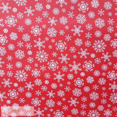 Karácsonyi impregnált vászon - hópelyhes-piros