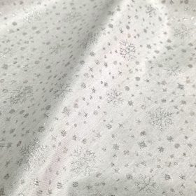   Ezüst lurex hópelyhes karácsonyi PRÉMIUM impregnált vászon 