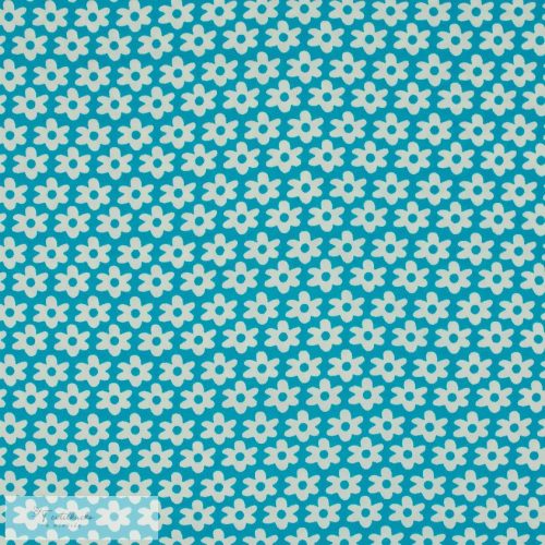 Virágmintás PRÉMIUM pamutvászon - Aqua