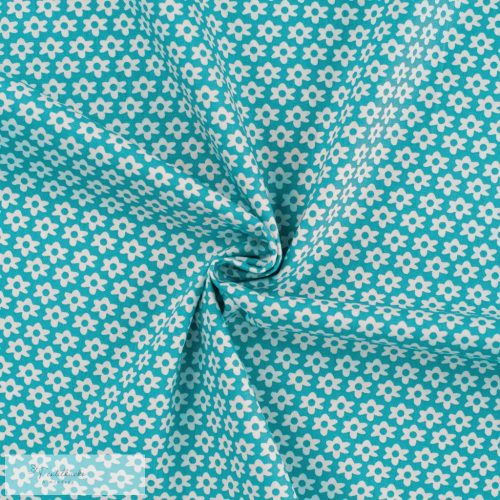 Virágmintás PRÉMIUM pamutvászon - Aqua