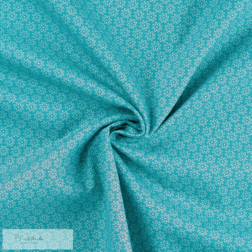 Virágmintás (Daisy) PRÉMIUM pamutvászon - Aqua