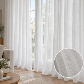 Lenes hatású fényáteresztő függöny - 295 cm - Fehér