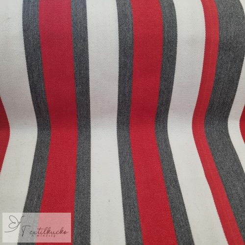 Piros-szürke csíkos nyugágyvászon - 45 cm