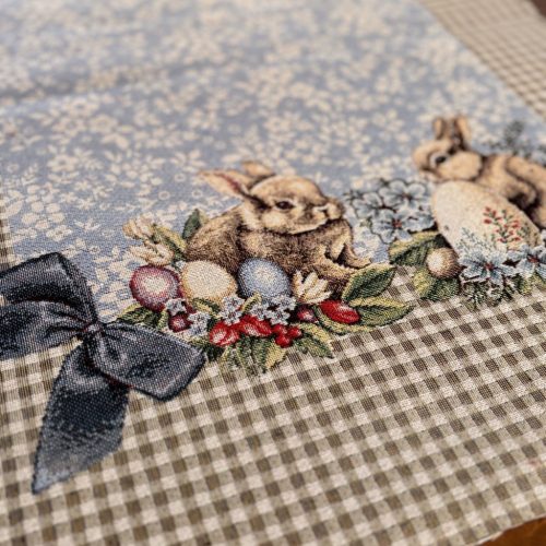 Asztali futó - Kék HÚSVÉTI Nyuszis (47*140 cm)