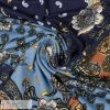 Virágos viszkóz jersey - Dusty kék