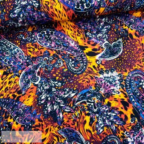 Hippie mintás viszkóz jersey - fukszia