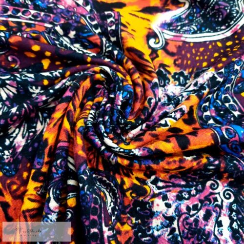 Hippie mintás viszkóz jersey - fukszia