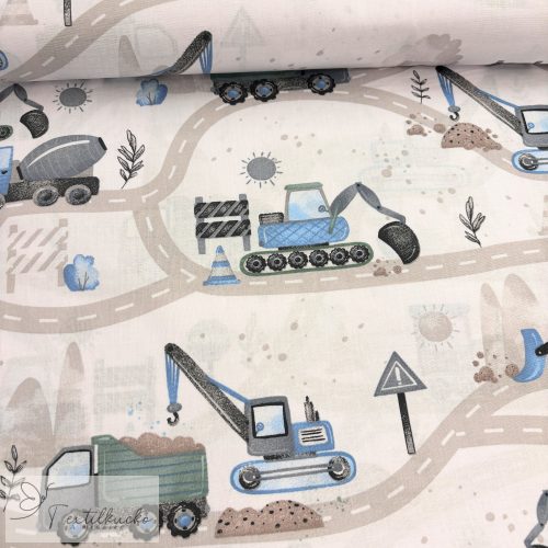 Munkagépek a városban - pamutvászon