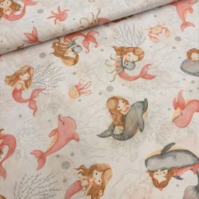 Rózsaszín sellős pamutvászon - 160 cm