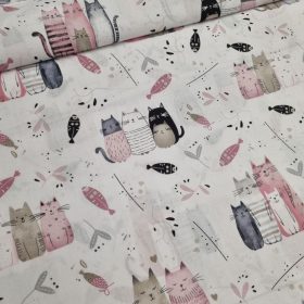 3 cicás pamutvászon - 160 cm - rózsaszín