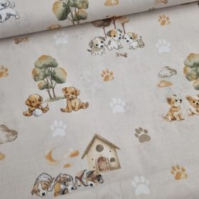 Kiskutyás pamutvászon - 160 cm 